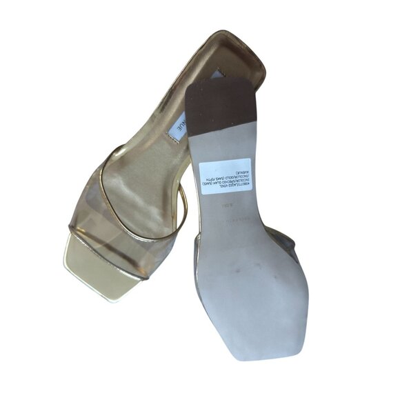 SAKS FIFTH AVENUE Gold Metallic Slide Sandals Size 6 - Picture 8 of 9